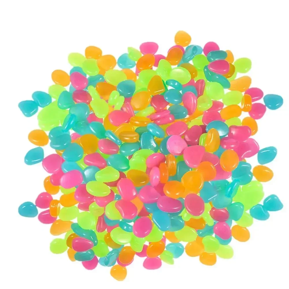 200pcs 11*13mm Garden Glow in The Dark Luminous Pebbles for Walkways Plants Aquarium Decor Glow Stones Garden Decoration