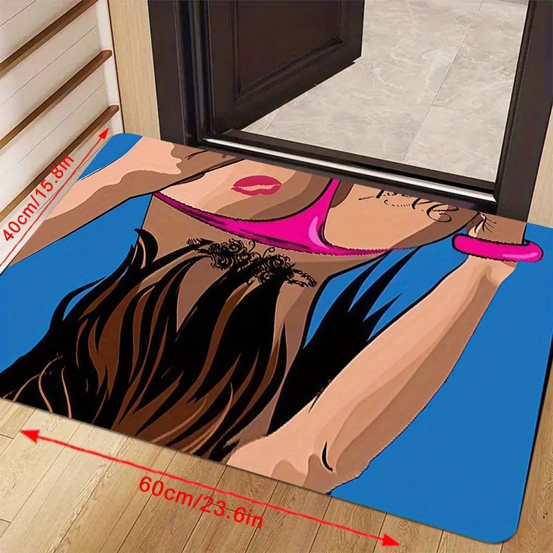 Sexy Girl in Bikini Doormat - 3D Visual Floor Mat, Funny Entrance Rug, Non-Slip,Eye-Catching Design Multiple Sizes