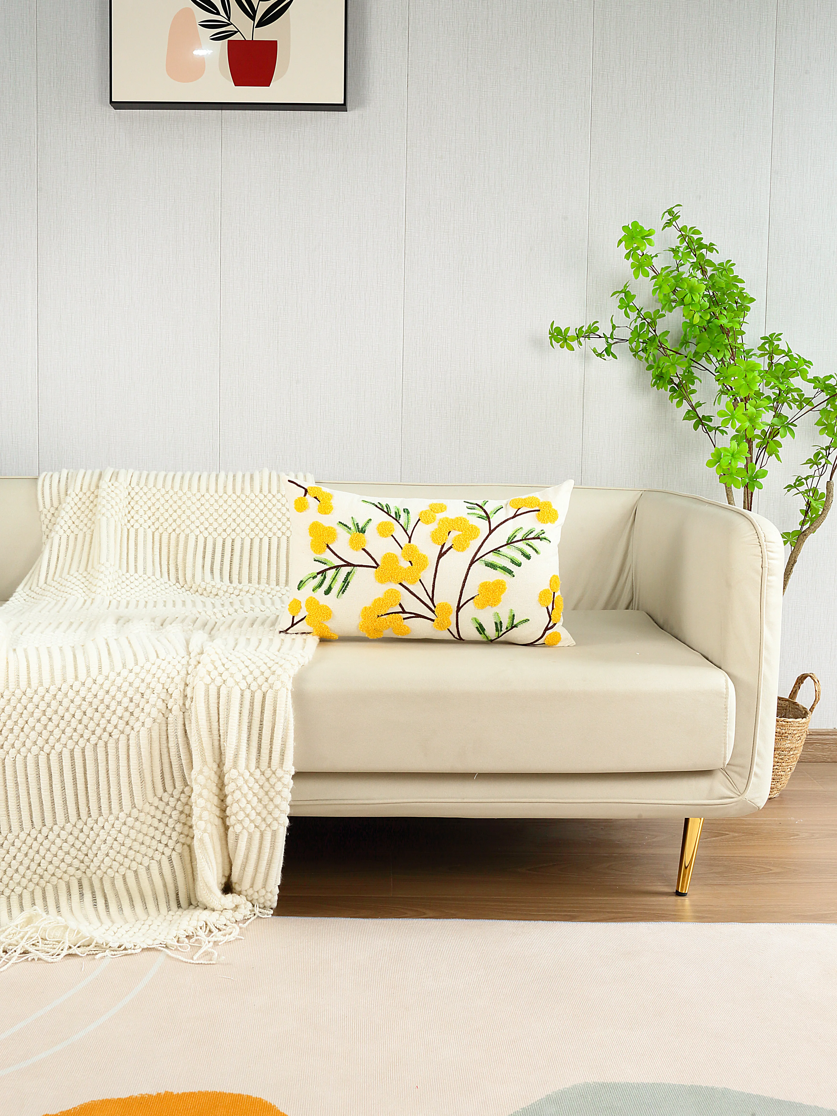 1pc, Flower Embroidery Pattern Throw Pillow Cover Pillowcase Cushion Cover for Home Bed Room Couch Sofa Decorations