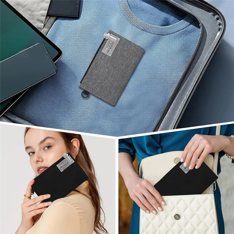 T24C 2 Pieces Lockable Money Pockets, Secure Nylon Lock Coin Purse Bank Bag With Zipper For Travel, Cash, Jewelry, Passport