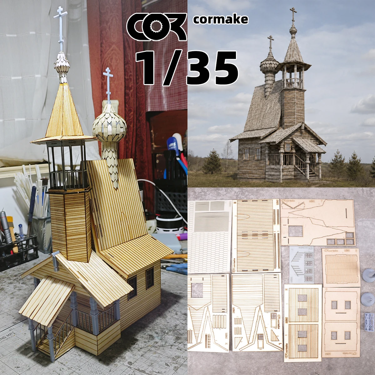 1/35 Scale Model Kit Miniature Diorama Architectural Building House Unpainted Byzantine Revival Orthodox Church DIY