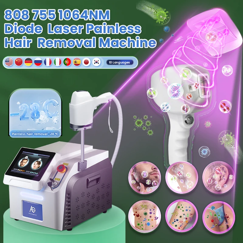 Newest Sterilization Handle Features Ice Platinum Titanium Hair Removal Laser 1600W Diode Laser 3 Band Hair Removal Machine