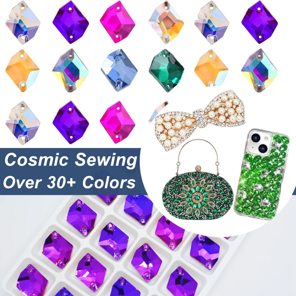 

Cosmic Shapes 5 Sizes Sew On Rhinestones Glass Flatback Clear AB Sewing Crystals With 2 Holes For Garment стразы
