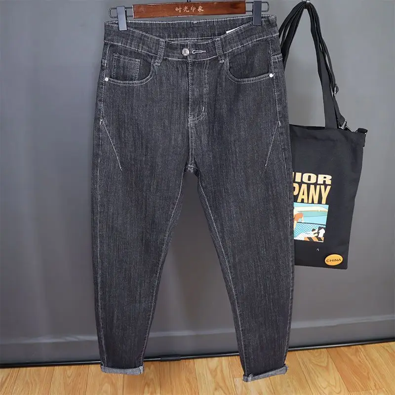 Jeans estilo coreano masculino, calça jeans lápis, jeans casual de namorado, moda Harajuku, marca de luxo, nova, primavera, outono, 2022