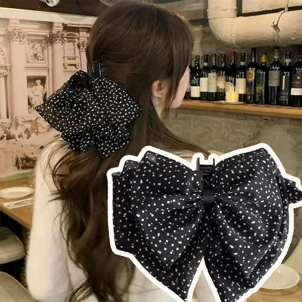 

Retro Black White Polka Dot Women Bow Hairpin Chiffon Hair Accessories Fashion Hair Ribbons Girls Headwear Gifts
