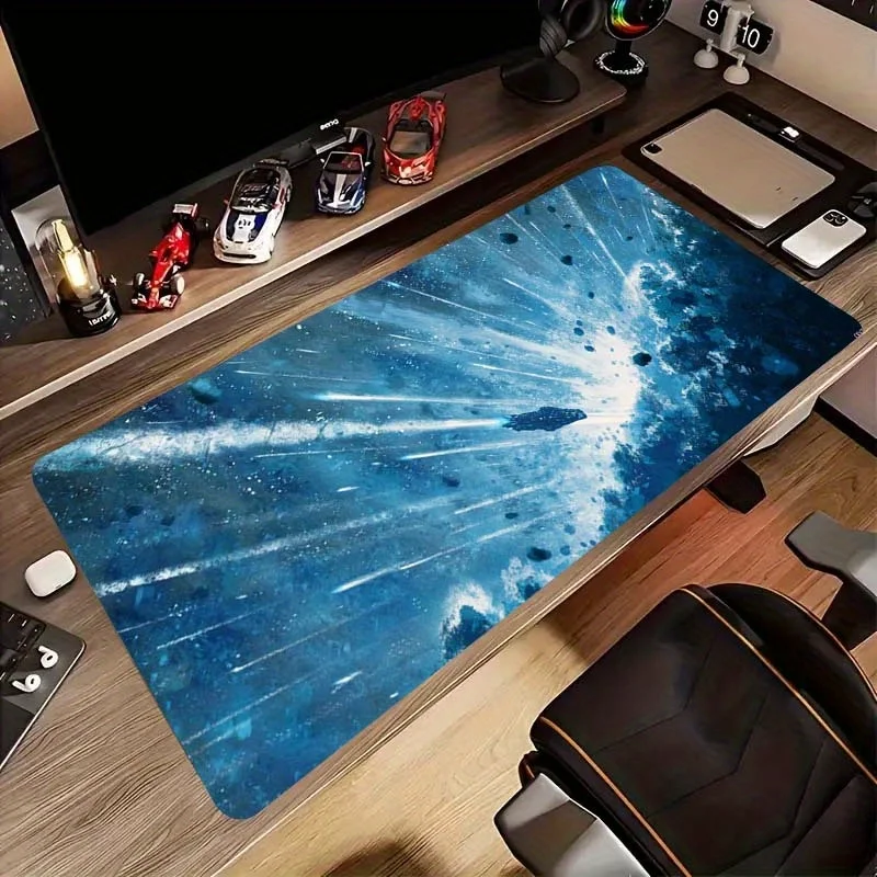 

Игровой коврик для мыши Blue Interstellar Spaceship, большой XXL, нескользящий, резиновый, для геймеров