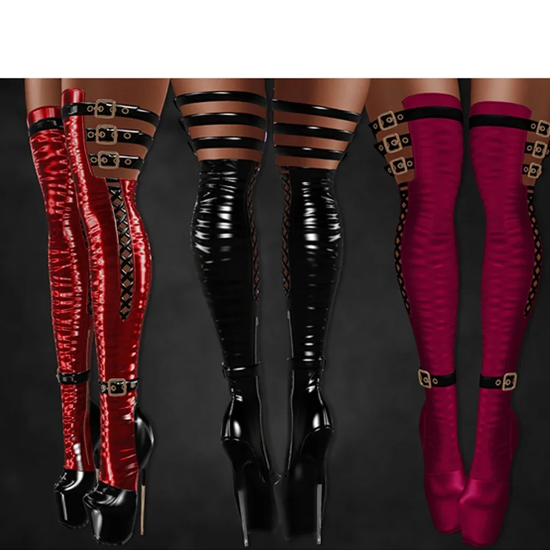 Czerwono-czarne patchworkowe botki z klamrą, ażurowe, na cienkim wysokim obcasie, seksowne, modne, fajne, zimowe, codzienne, duże rozmiary, damskie buty, zapatillas mujer.