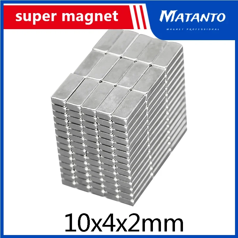 10~500pcs 10x4x2mm NdFeb Rare Earth Magnet strong N35 10mm x 4mm Block Magnets 10x4x2mm Permanent Neodymium Magnet sheet10*4*2mm