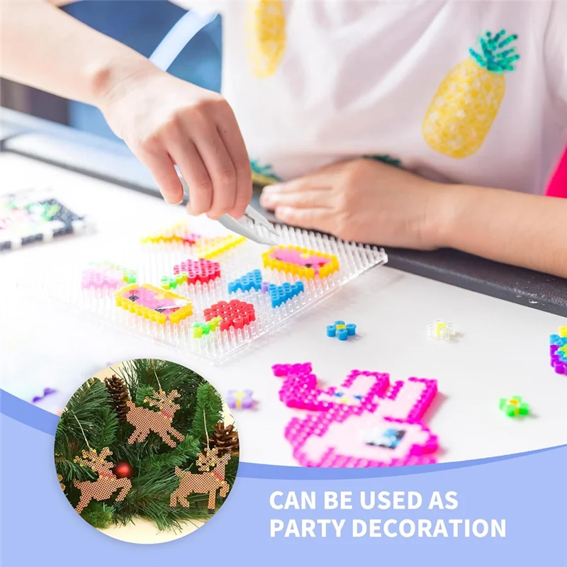 AB68 9 個 5 ミリメートル大型正方形ビーズネイルボードプラスチックビーズボードアイロン紙付き、ビーズピンセット Kidscraft ビーズ用