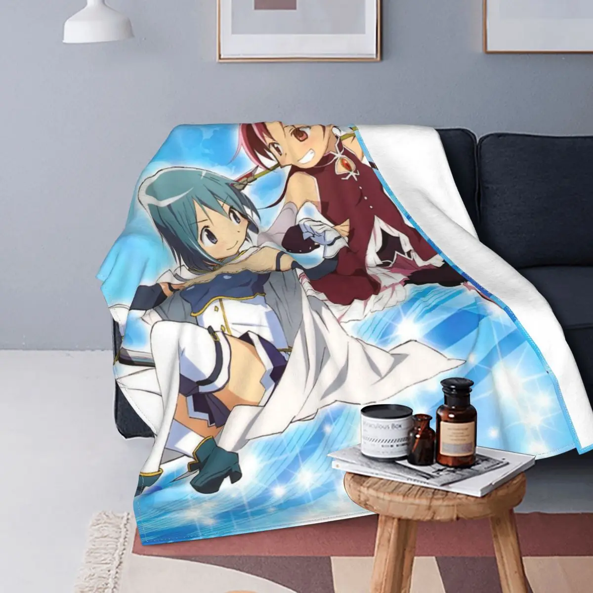 Kyouko Sakura Sayaka Miki Knitted Blanket Puella Magi Madoka Magica Fleece Throw Blanket Bed Sofa Decoration Soft Warm Bedsprea