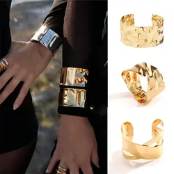 Fashion Charm Punk Geometric Multi-Layer Wide Bracelet Women's Trend Exaggerated Open Bangle Hip Hop Party Jewellery Accessories
