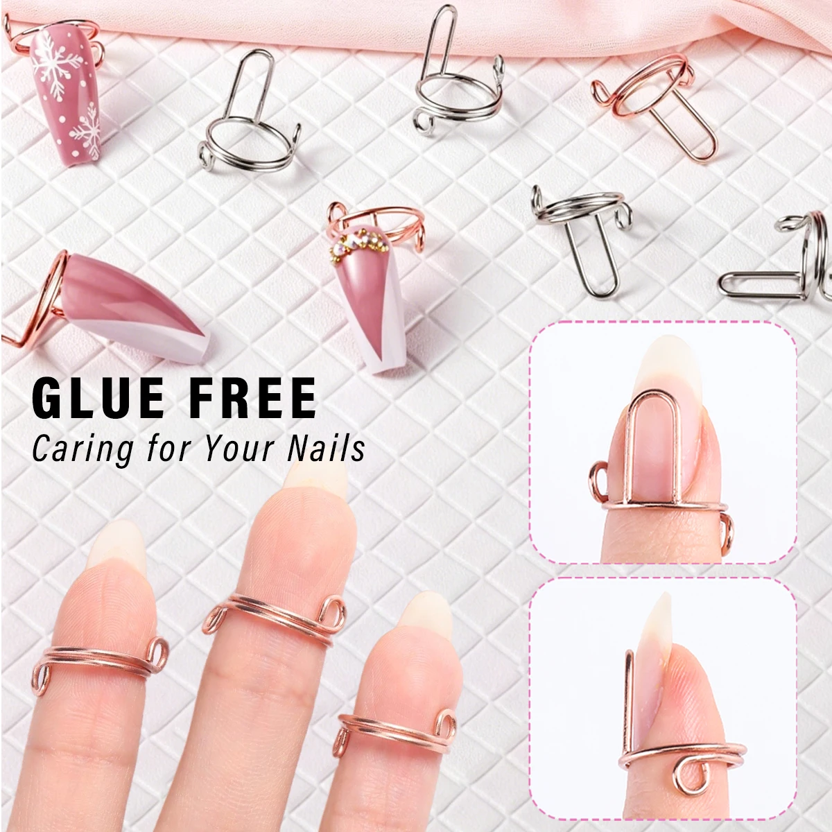 Reusable Adjustable Nail Ring Holder Finger Ring For False Nail Tips, Nail Display Stand For DIY Nail Salon Shooting Decoration