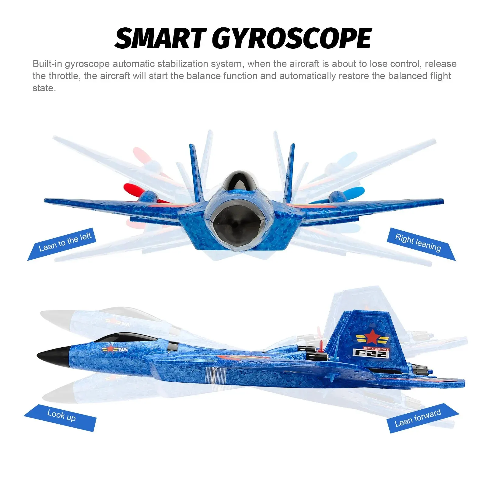 F22 Raptor RC Samolot 2.4G 2CH Zdalnie sterowany latający szybowiec z oświetleniem LED Samolot z pianki EPP Zabawki dla dzieci Prezenty