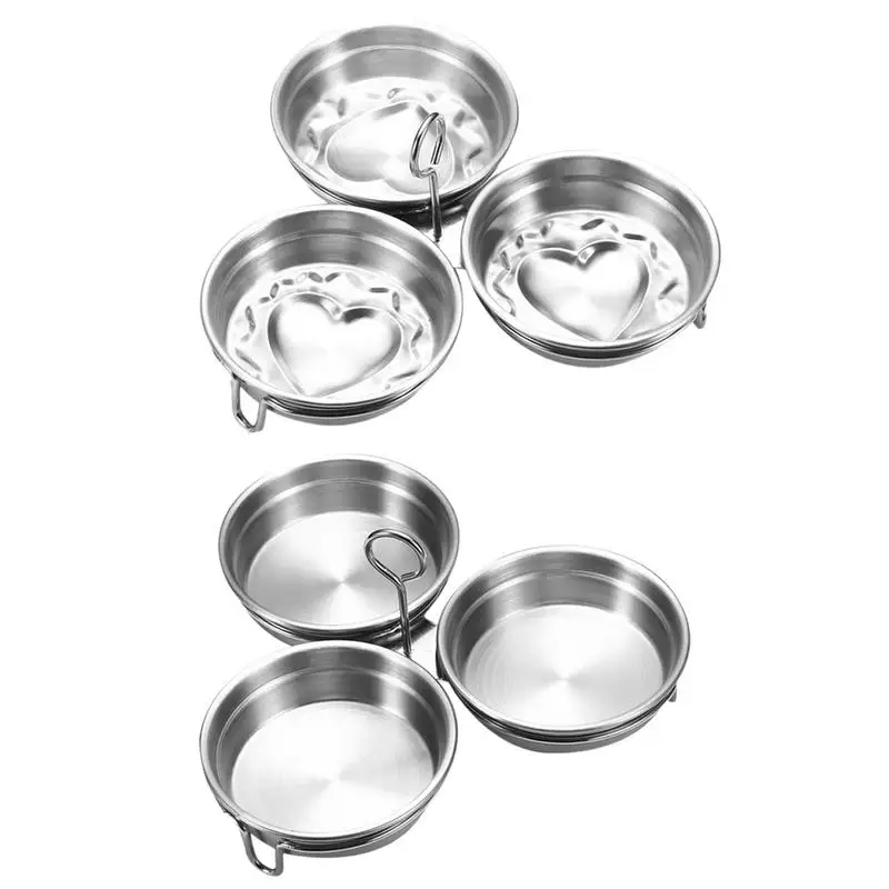 Poached Egg Cups 3x Stainless Steel Egg Poacher Pan Nonstick Egg Steamer with Rack Egg Maker Cups with Brush Fried Egg Pancake