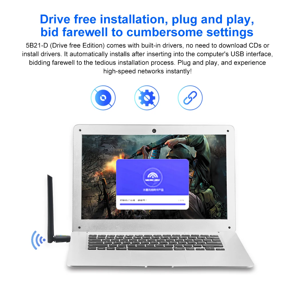 650Mbps Mini USB WiFi Adapter Dual Band 2.4G 5G USB Wireless Network Card with Antenna Ethernet USB dongle LAN PC WiFi Receiver