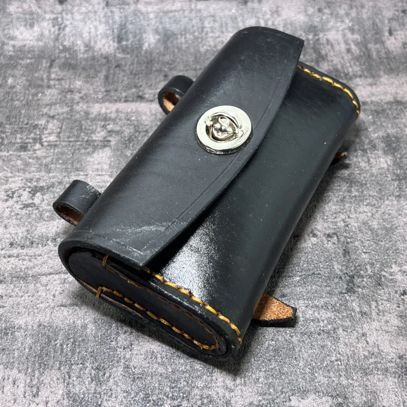 P4 Bicycle Bags100% Pure Leather Retro Bike Hang Bag Handmade Pure Cowhide Saddle Bag Handlebar Bag Bike Equipment Brown16*3*8cm