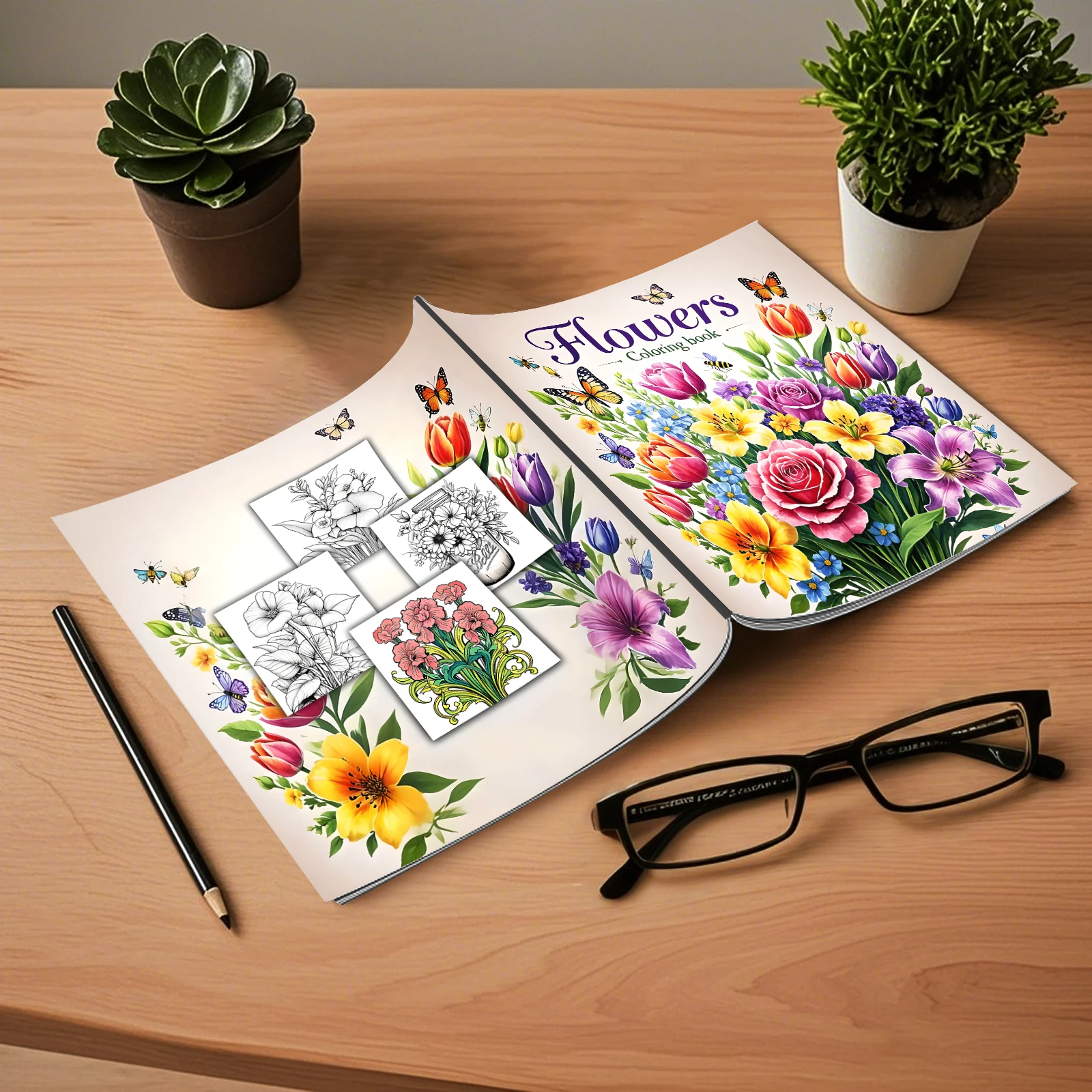 Adult Coloring Book for Stress Relief - Beautiful Flower Garden Illustrations, Relaxing Creative Patterns