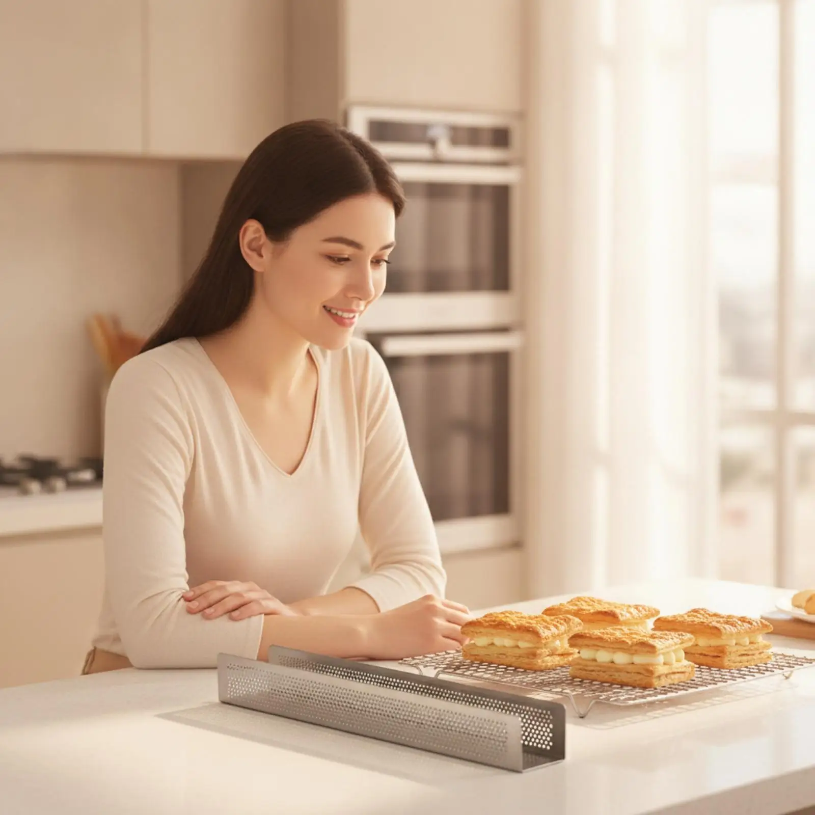 Durable Perforated Baking Mold for Pastry Dough Shaping with Ventilation Surface for Crisp Golden Results