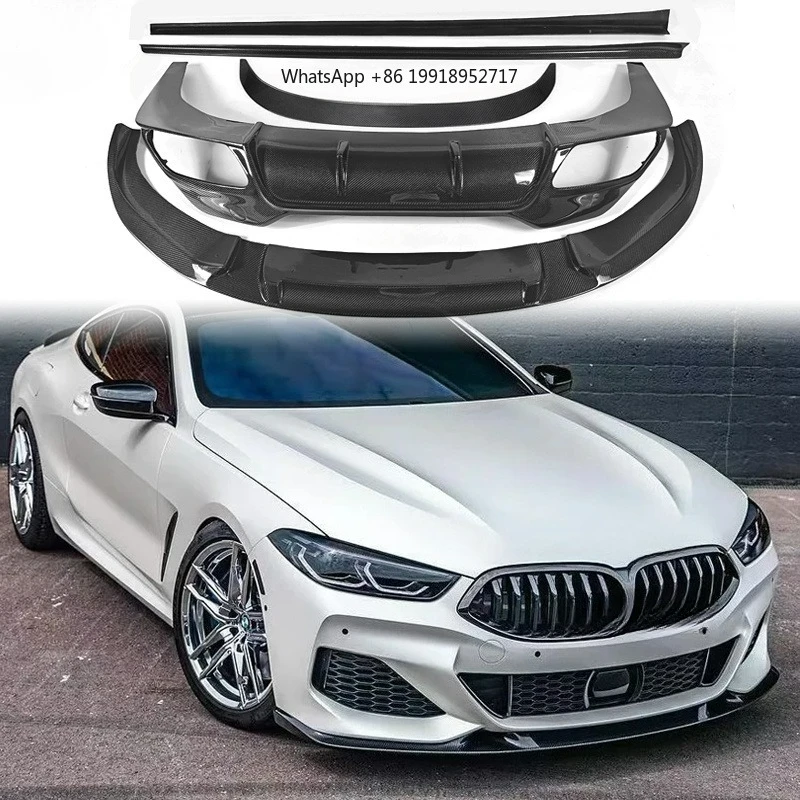 Suitable for BMW 8 Series Modified Carbon Fiber 3D Style Front Lip Side Skirt Rear Lip Tail Wing G14 G15 G16 M Sport Models