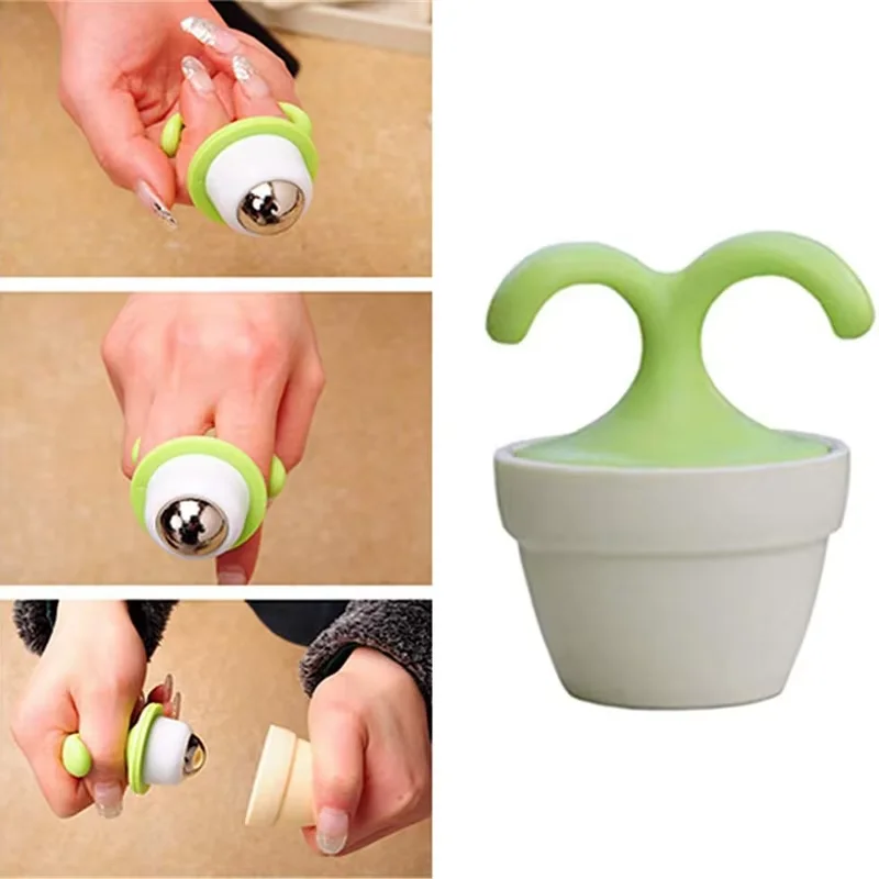 2/1Pcs Potted Plant Eye Massager Portable Ice Compress Rollerball for Puffiness & Dark Circles Relief Travel Face Neck Care Tool view 2