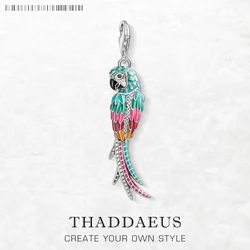 Solid 925 Sterling Silver Colorful Parrot Pendant Charm Summer Jewelry Gift For Women Men