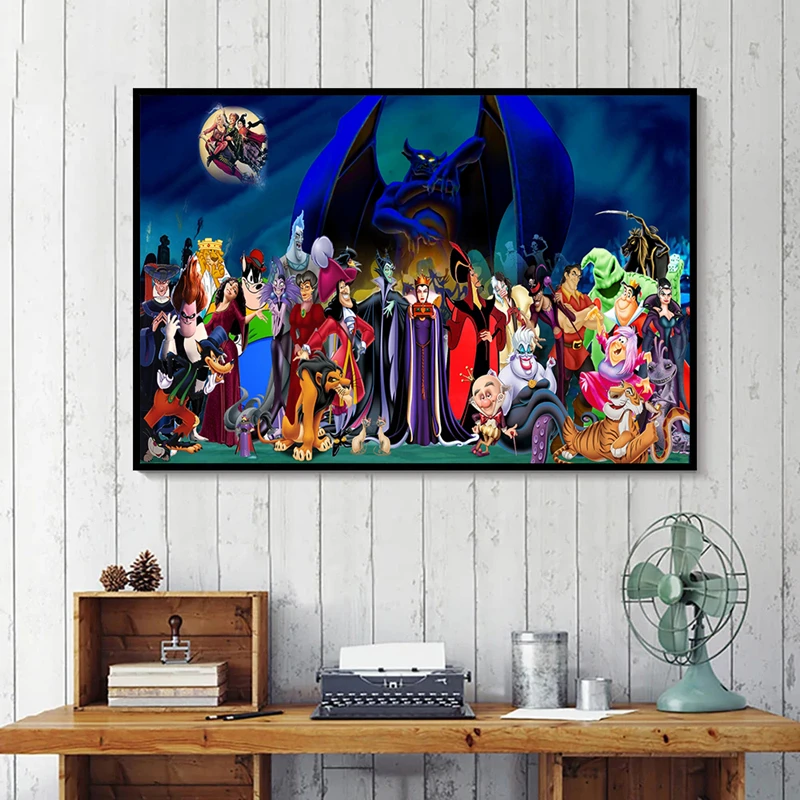 Miniso Disney Maleficent Cruella De Vil Ursula Witch Movie Poster Wall Art Prints Canvas Painting Wall Decor Bedroom Home Decor