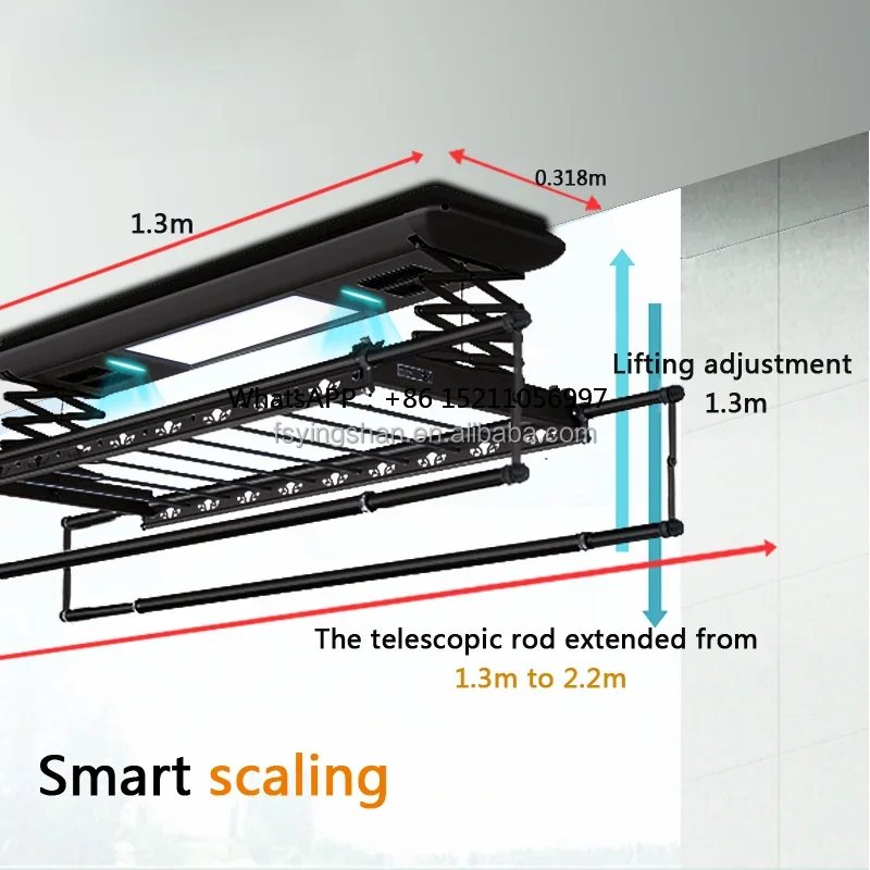 Electric Laundry Clothes Drying Rack Telescopic Clothes Hanger Ceiling