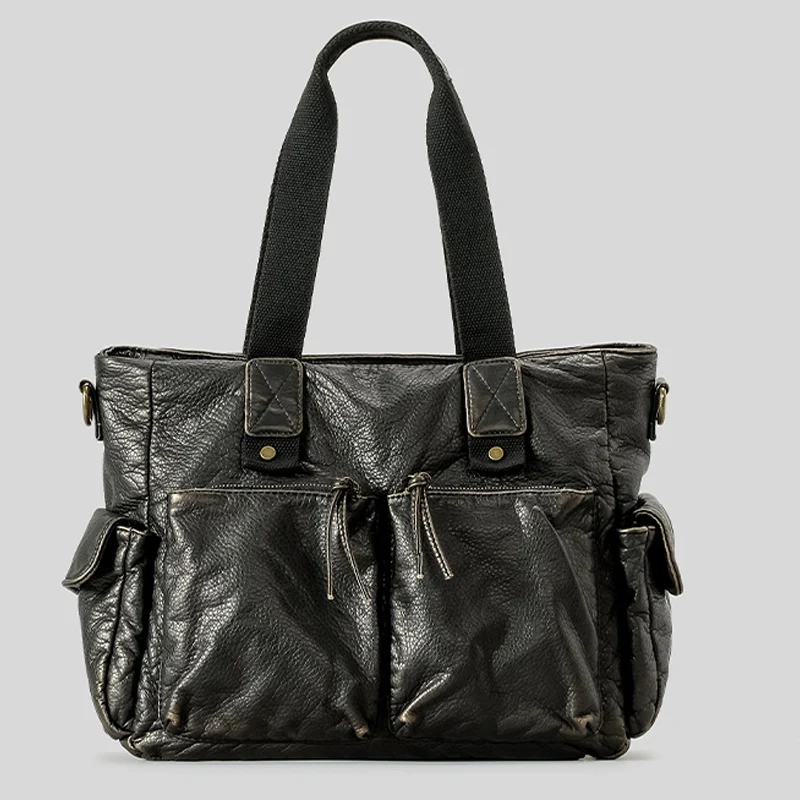 

Retro PU Large Capacity Tote Bag Women's Design Versatile Motorcycle Bag Single Shoulder Crossbody Bag