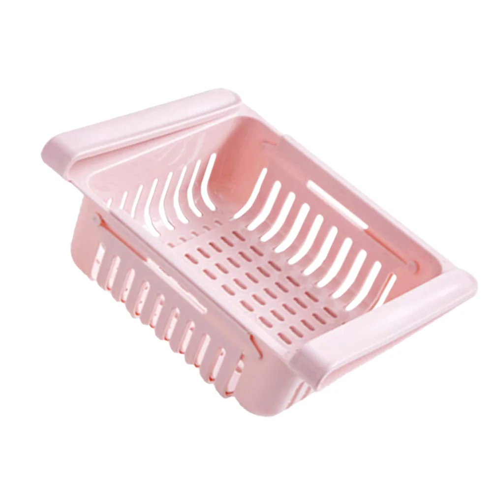 2Pcs Refrigerator Partition Layer Pink Plastic Holder Non-Perforating Rack Space-Saving Practical Home Accessory