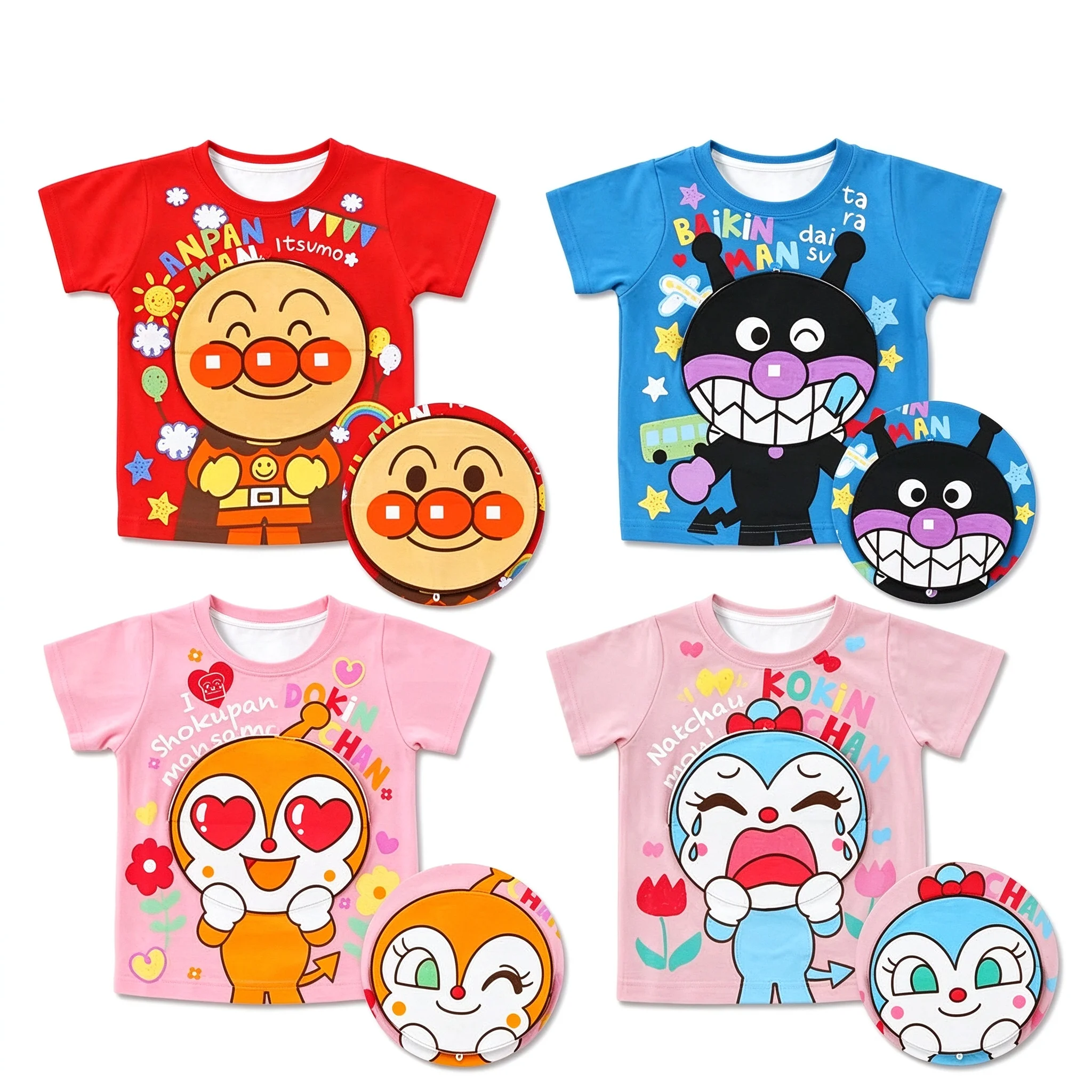 New Superman T-shirt Baikinman Dokinchan Anime Printed Quick Drying T-shirt Men's and Women's Casual Comfortable Top