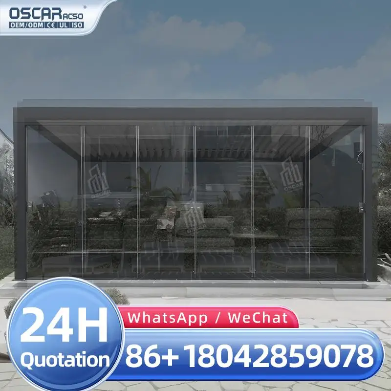 

Louvre Slats Garden Mirador Gazebo Wall Mounted Structure with Powder Coated Frame for Backyard pergola