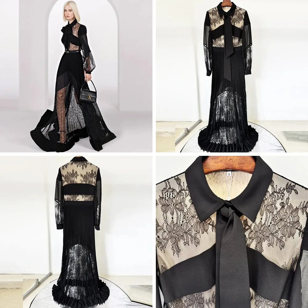 

Luxury Embroidery Lace Maxi Dress for Women, Sexy Long Sleeve Formal Evening Gown Floor Length