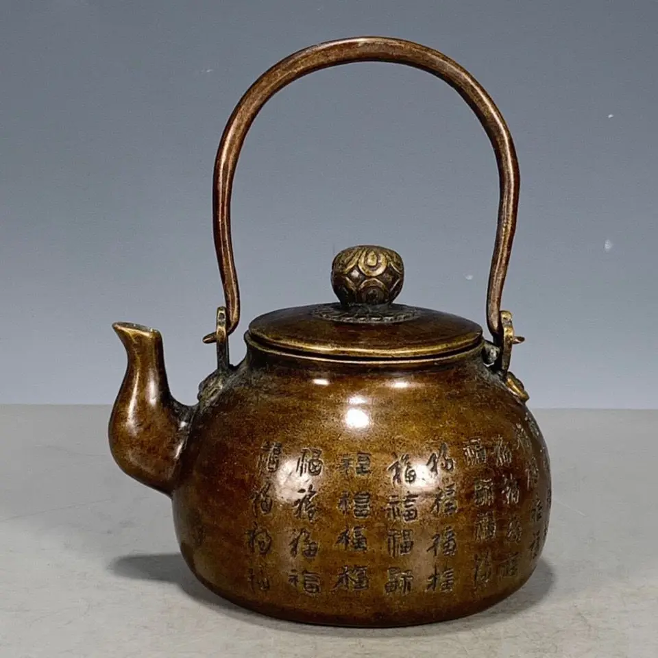 Retro Old-fashioned Hundred Blessings Teapot Ornament Decoration Tea Pet Figurines Desk Decor Accessories