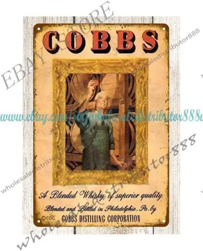 Cobbs Blended Whisky Whiskey bar pub cafe metal tin sign cottage home decor