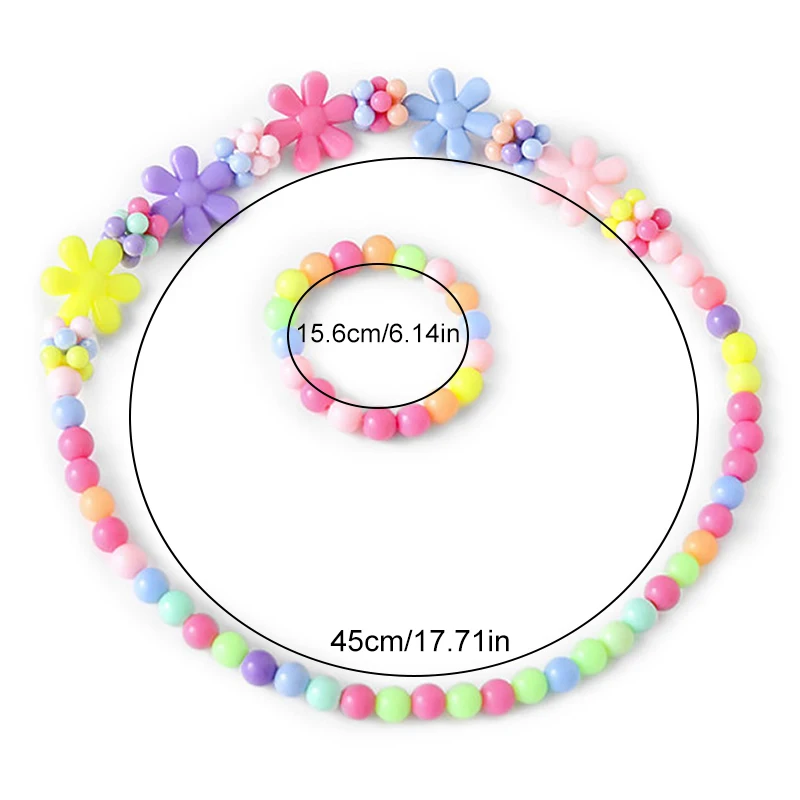 New Fashion Candy Color Beads Necklace Bracelets Kids Cute Flower Bow Strawberry Necklace for Party Birthday Jewelry Gift