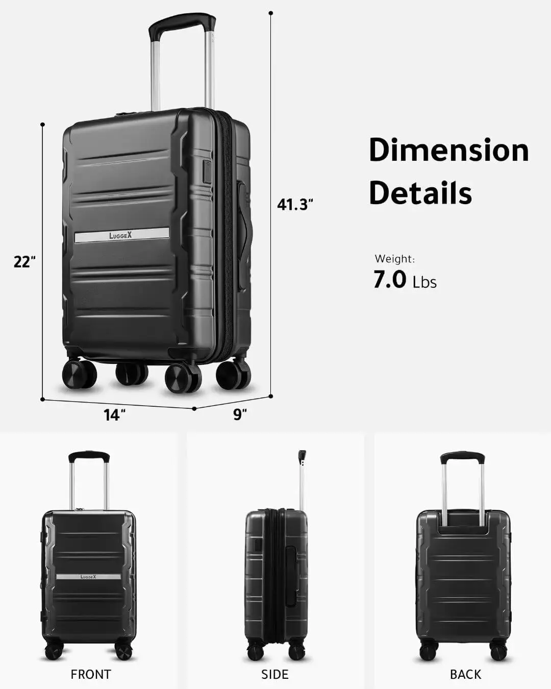 Handgepäck Airline genehmigt, Polycarbonat Hartsc halen koffer, erweiterbares Gepäck mit Ladeans chluss (blaugrün, 2 Zoll, 3,7 l)