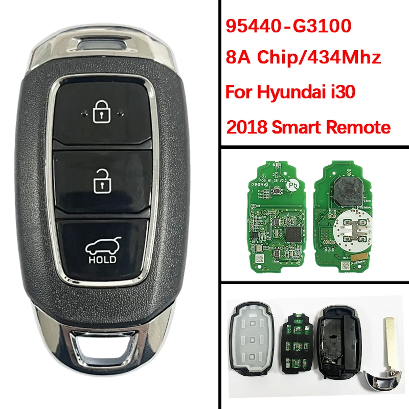 

CN020213 Original PCB 3 Buttons Smart Key Fob 8A Chip 434Mhz FCC 95440-G3100 SYEC3FOB1608 For Hyundai i30 2018