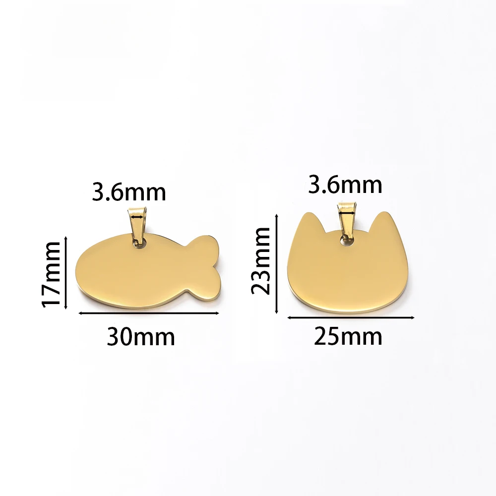 

1Piece/Lot Stainless Steel Dog Tag Small Fish Cat Charms Pendants for Necklace Bracelets Jewelry Making Supplies Accessories