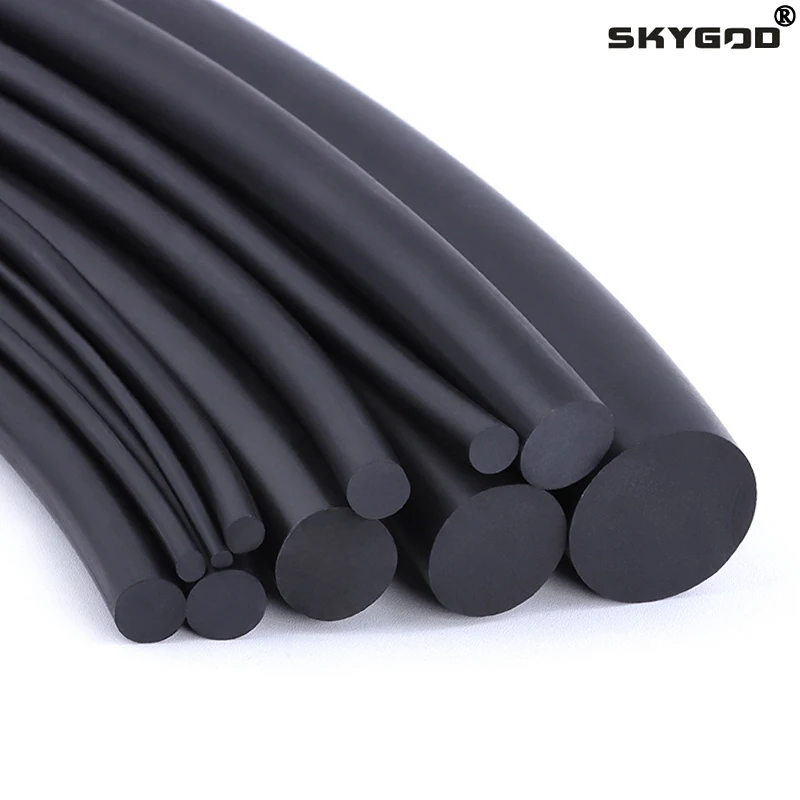 1/5m Fluorine Rubber Strip Diameter 2,3,4,5,6,7,8,10,12,15 mm Black Solid Not Foaming High Temperature O-Ring Bar Seal