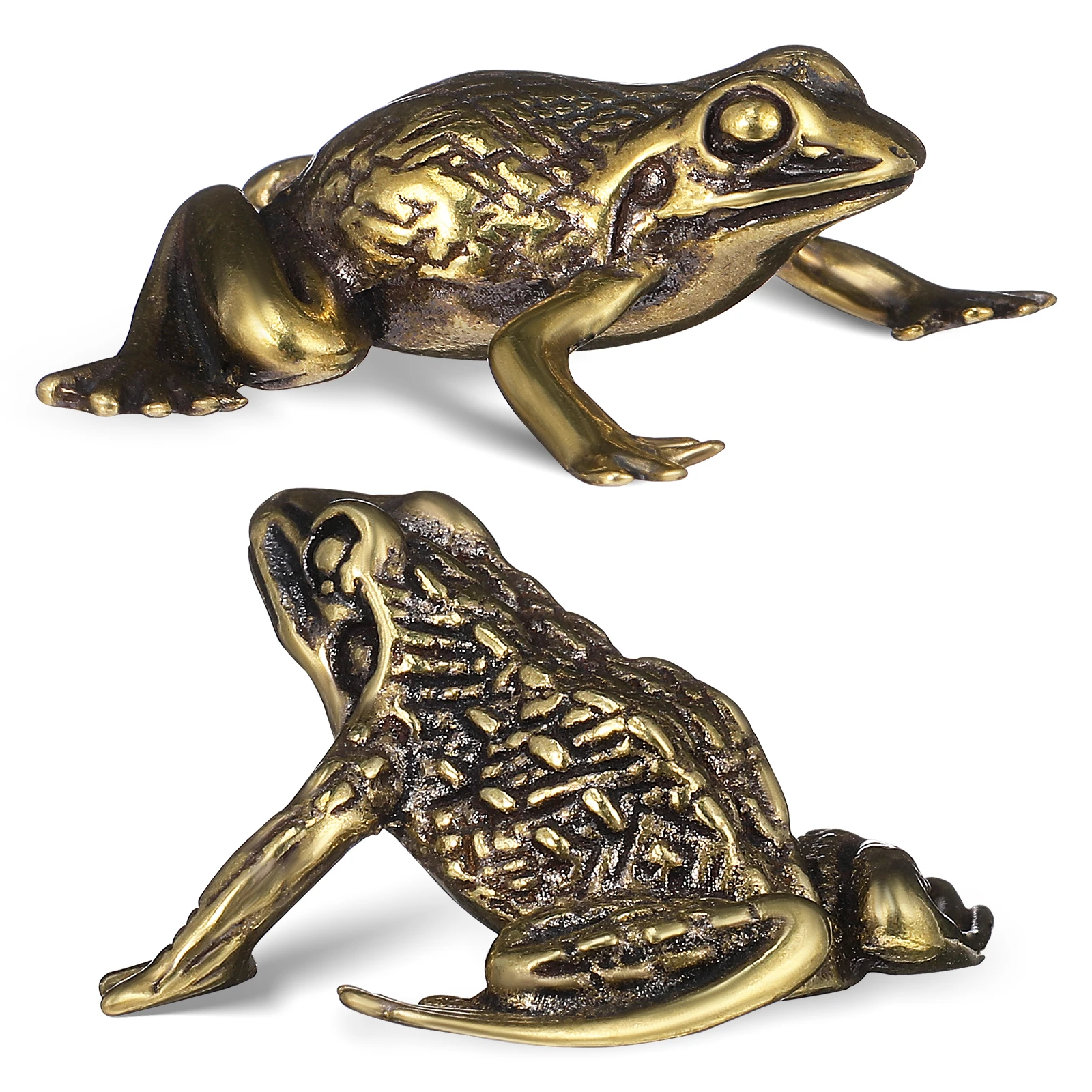 

1set 1Set Copper Ornaments Set Brass Frogs Statue Golden Toad Desktop Decor Small Brass Animals Collection Retro