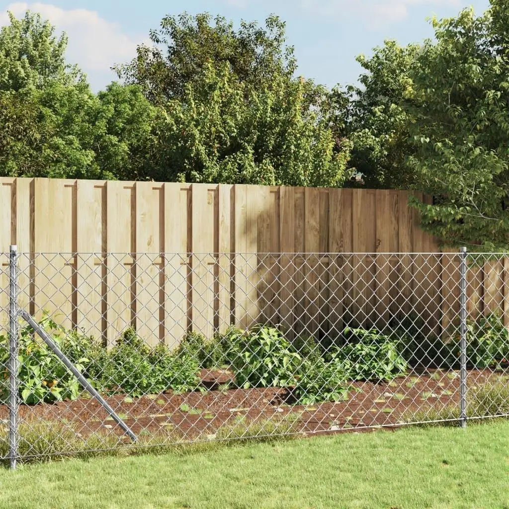 Silver Chain Link Fence - Durable 1x10m Outdoor Security Fencing