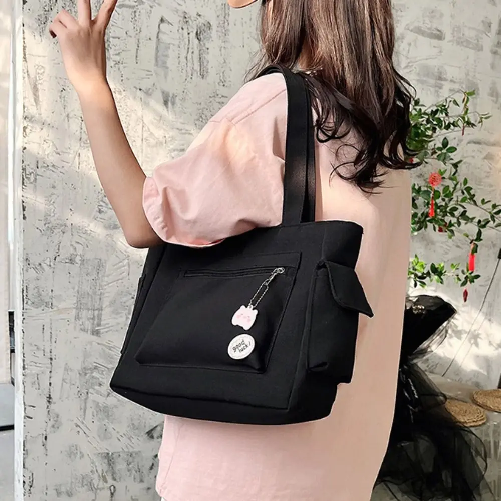 Fashionable Large Capacity Canvas Tote Bag Minority Design Portable Oxford Shopping Bag Multi-Pocket Original Mommy Bag Girls