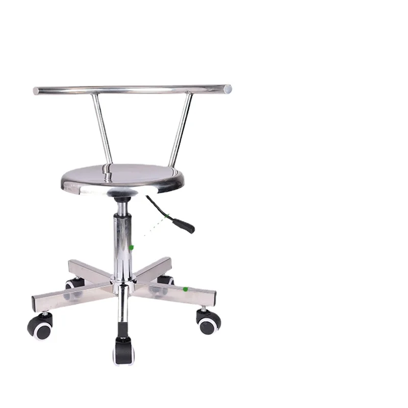 Stainless steel round stool backrest round stool pneumatic lifting chair