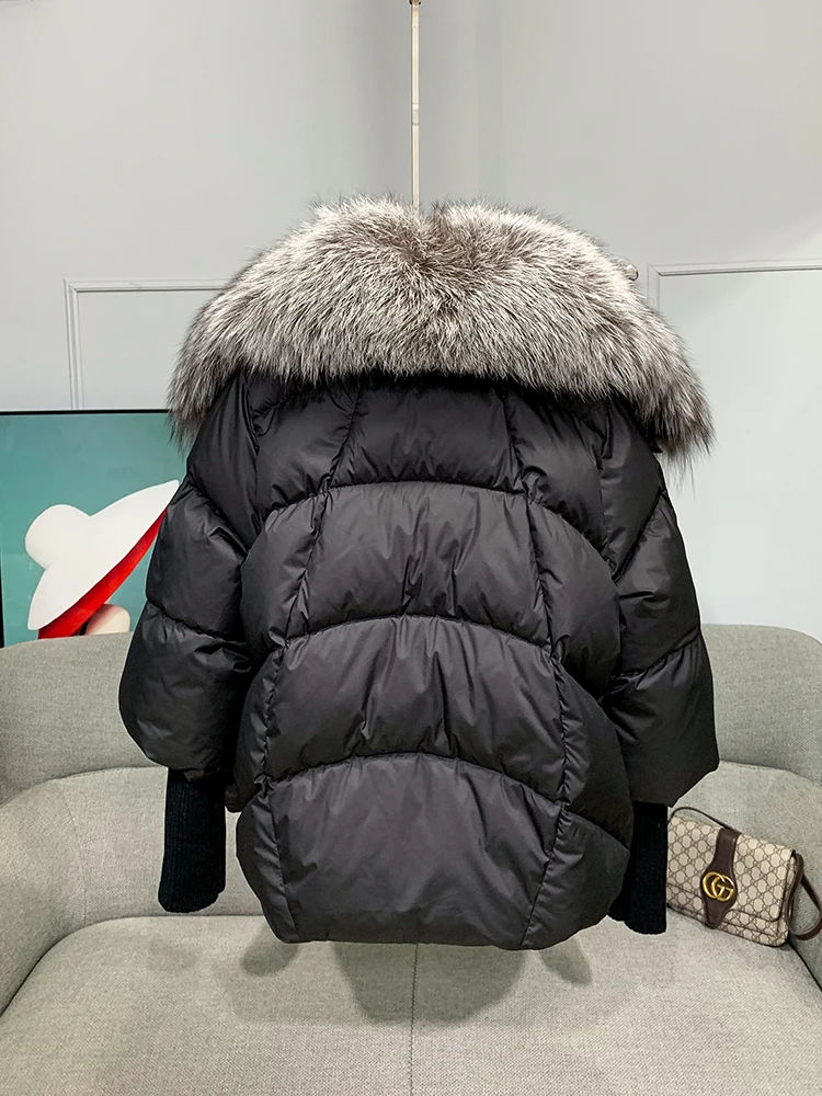 2022 mode Neue Herbst Winter Echt Fox Pelz Kragen Dicken Frauen Warme Mantel 90% Gans Unten Jacke Luxus Outwear Neue weiblichen Mantel