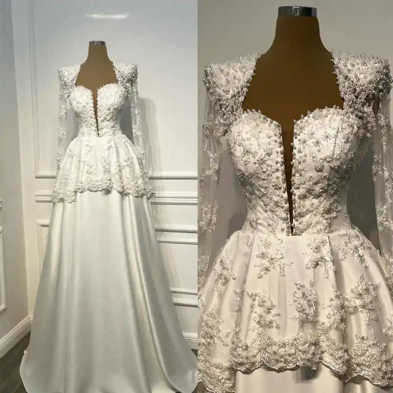 

Великолепные свадебные платья А-силуэта с аппликациями, цветами, кружевом, без бретелек, с бисером, без рукавов, свадебные платья Vestidos De Novia, на заказ