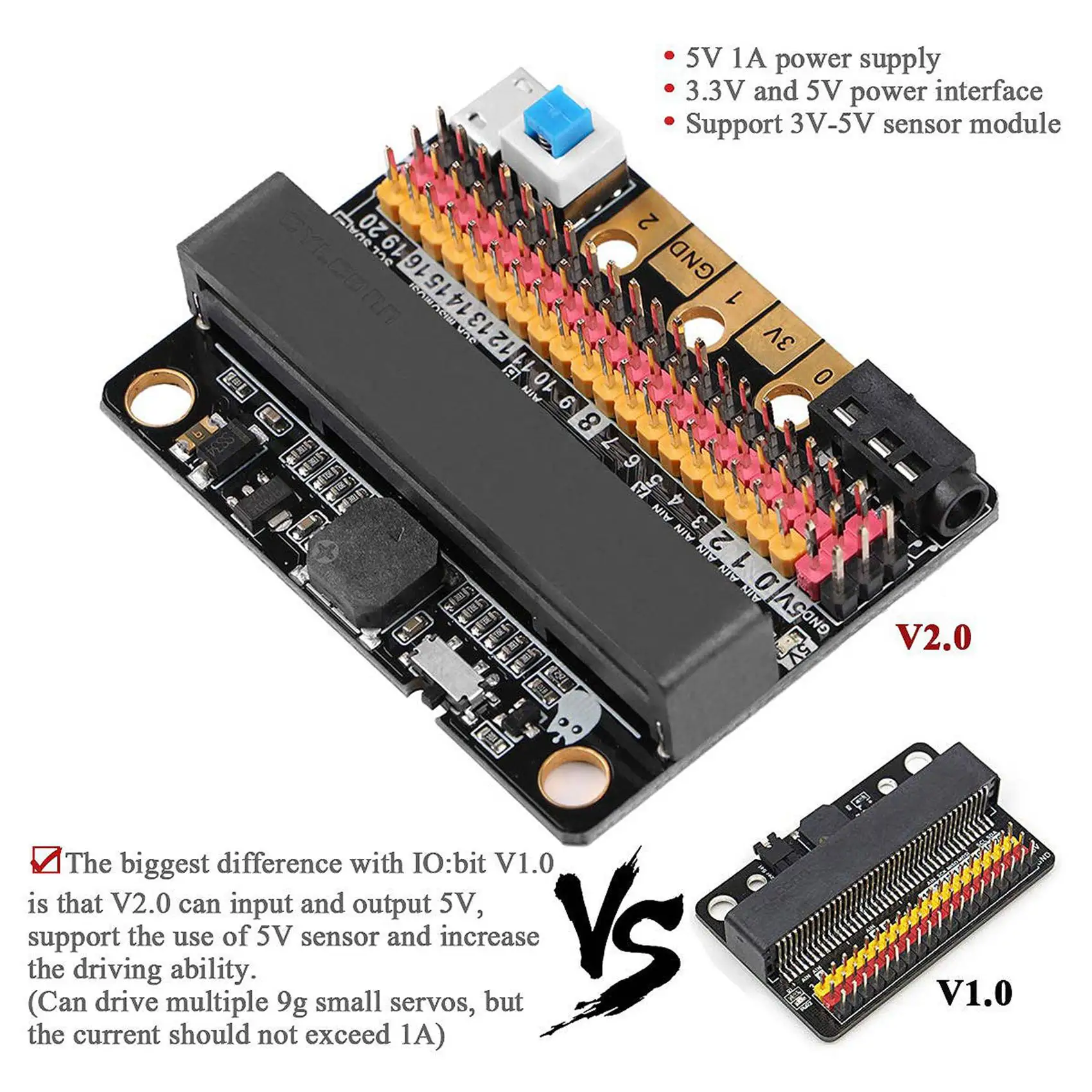 ABRI-3X Micro-Bit Expansion Board IOBIT V2.0 Breakout Adapter Shield With Buzzer For BBC Micro-Bit Kids's Python Programming