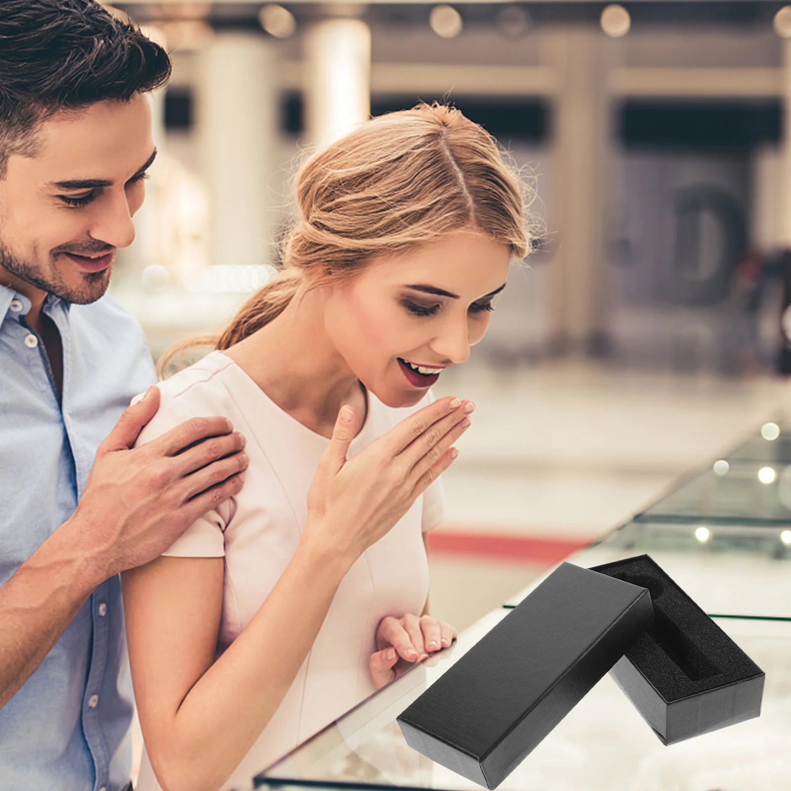 Watch Storage Box Blue Rectangular Extra Thick Material Removable Cushion Organizer Secure Display Case Gift for Men Women