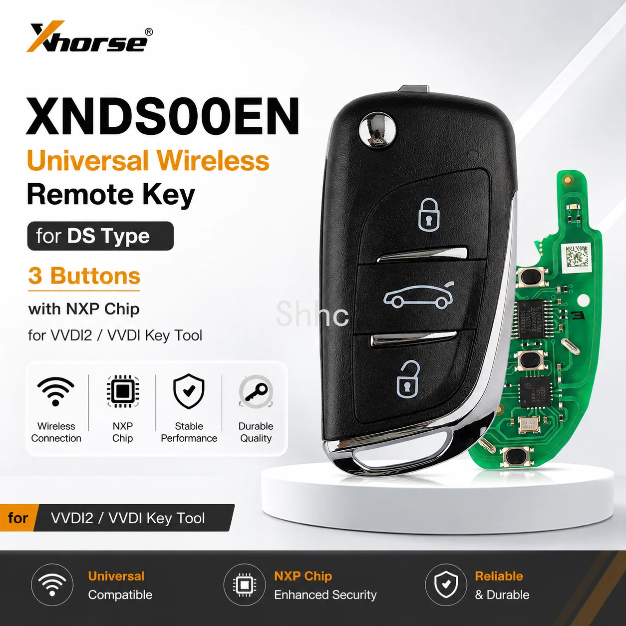 XHORSE XNDS00EN Universal Wireless Remote Key 3 Buttons for DS Type Car Remote Key with NXP Chip for VVDI2/VVDI Key Tool