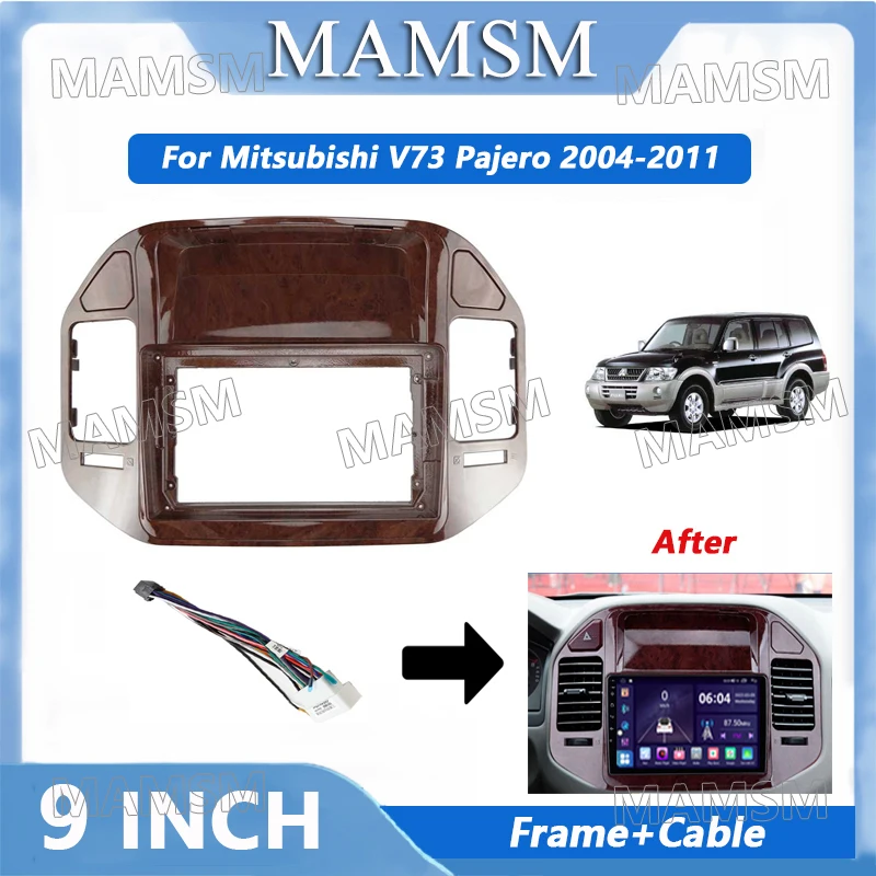 

9 Inch 2 Din Radio Frame For Mitsubishi V73 Pajero 2004-2011 Car Android Player Audio Panel Mount Installation Fascia Frame