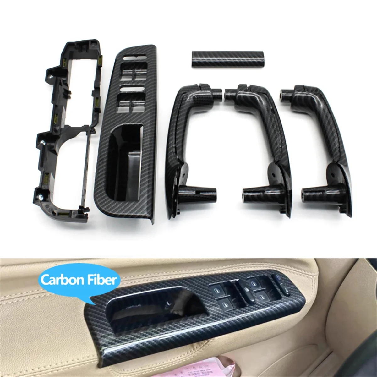 

Carbon Fiber LHD Car Front Rear Left Right Door Pull Grab Handle for VW Bora Golf 4 MK4 Jetta 1999-2004